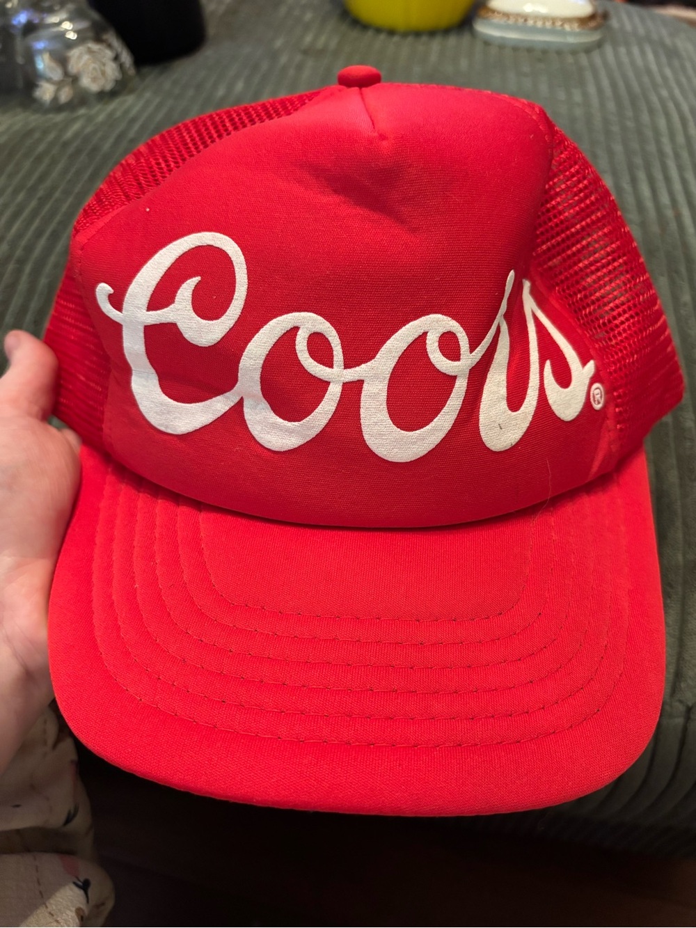 Vintage Coors Red Mesh Trucker Hat- made in Taiwan